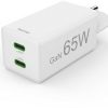 Hama Schnellladegerät GaN 2x USB-C Mini-Ladegerät PD 65 W Weiß (00201994) Handy-Zubehör