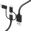 Hama 3in1 Multi-Ladekabel, USB-A - Micro-USB, USB-C u. Lightning, 1,5 m, Schwarz Handy-Zubehör