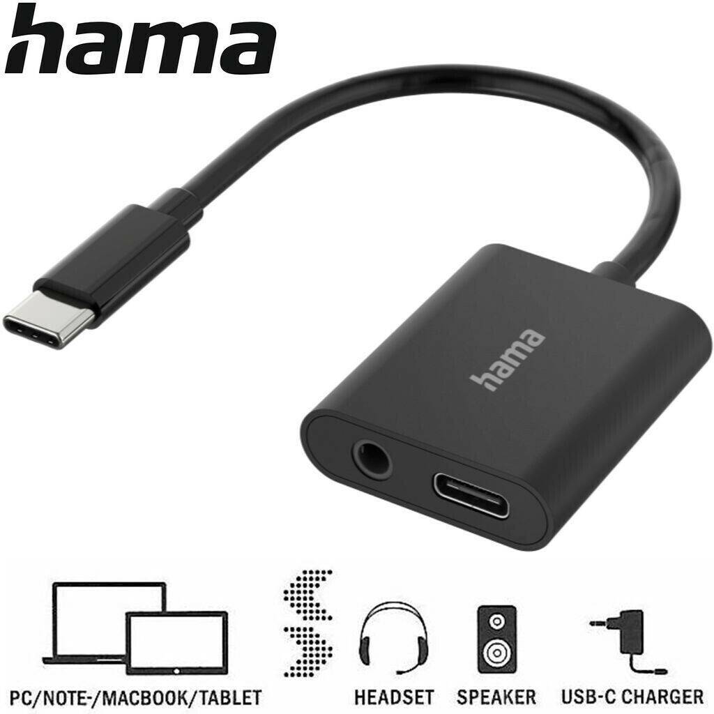 PC-Komponenten Hama Audio-Adapter, 2in1, USB-C-St. - 3,5-mm-Klinke / USB-C-Buchse, Audio + Laden (00200319)