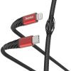 Hama Ladekabel "Extreme", USB-C - Lightning, 1,5 m, Nylon, Schwarz / Rot Handy-Zubehör