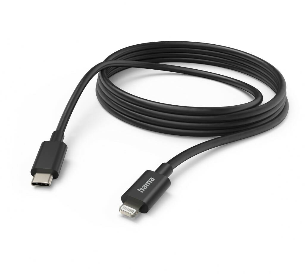 Handy-Zubehör Hama Lade- / Datenkabel USB-C - Lightning 3m Schwarz (00187274)