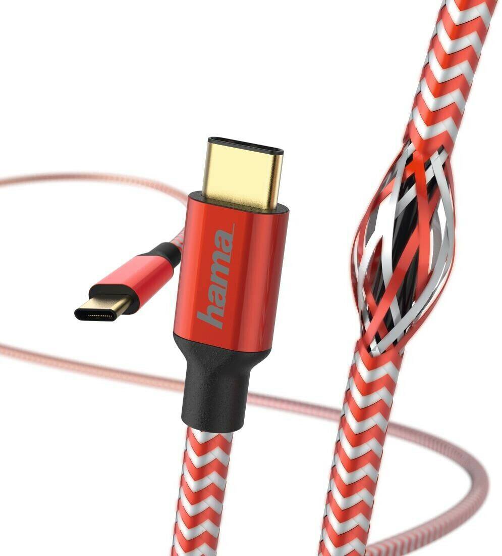 Hama Lade-/Datenkabel Reflective USB Type-C-USB Type-C 1,5m rot Handy-Zubehör