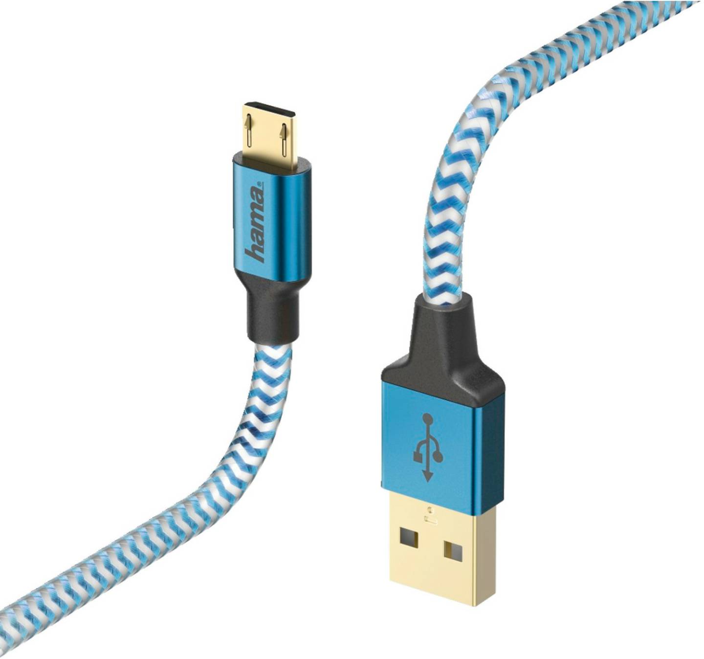 Handy-Zubehör Hama Reflective micro-USB Datenkabel 1,5mblau