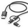 Handy-Zubehör Hama 3in1-Micro-USB-Kabel mit Adapter auf USB-Type-C u. Lightning1,5m Schwarz