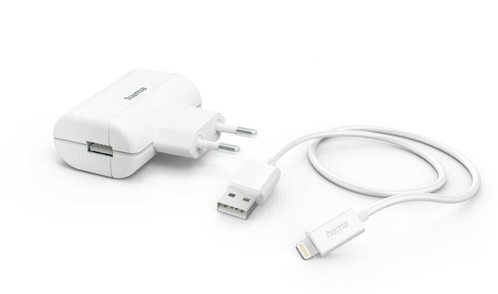 Hama Ladegerät mit Ladekabel Lightning 12 W 1 m Weiß (00201619) Handy-Zubehör