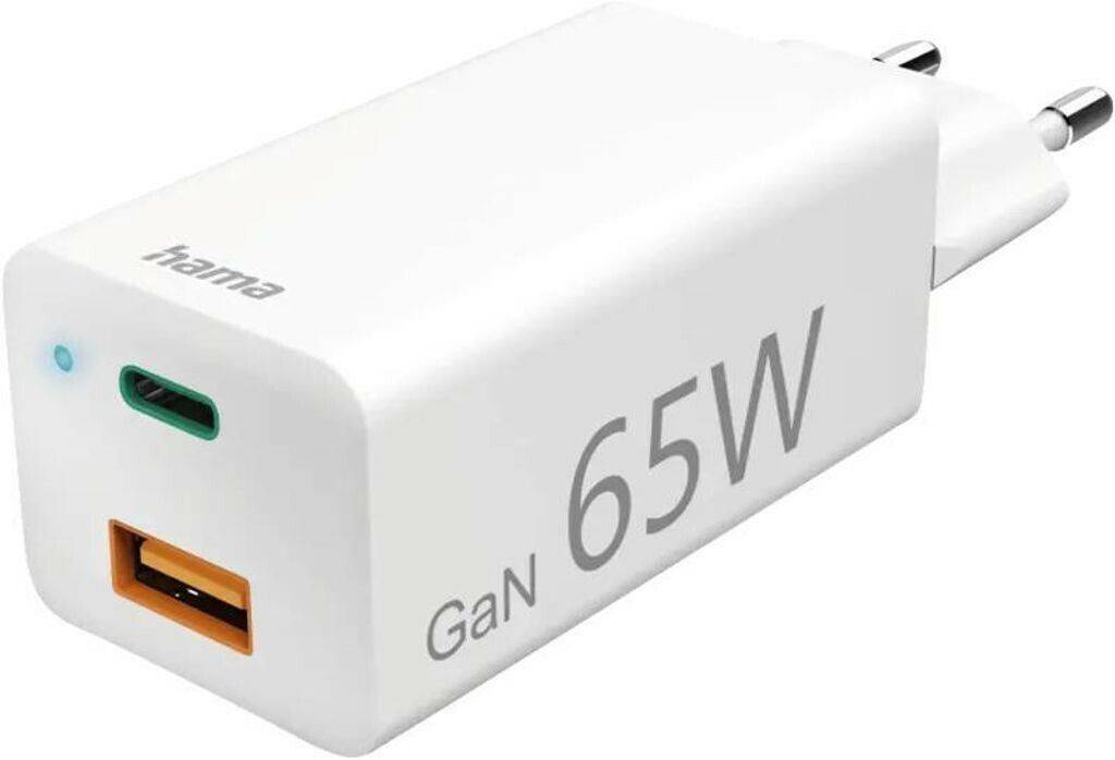 Hama Schnellladegerät GaN 1x USB-C PD 1x USB-A QC Mini-Ladegerät 65 W Weiß (00125130) Handy-Zubehör