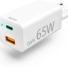 Hama Schnellladegerät GaN 1x USB-C PD 1x USB-A QC Mini-Ladegerät 65 W Weiß (00125130) Handy-Zubehör