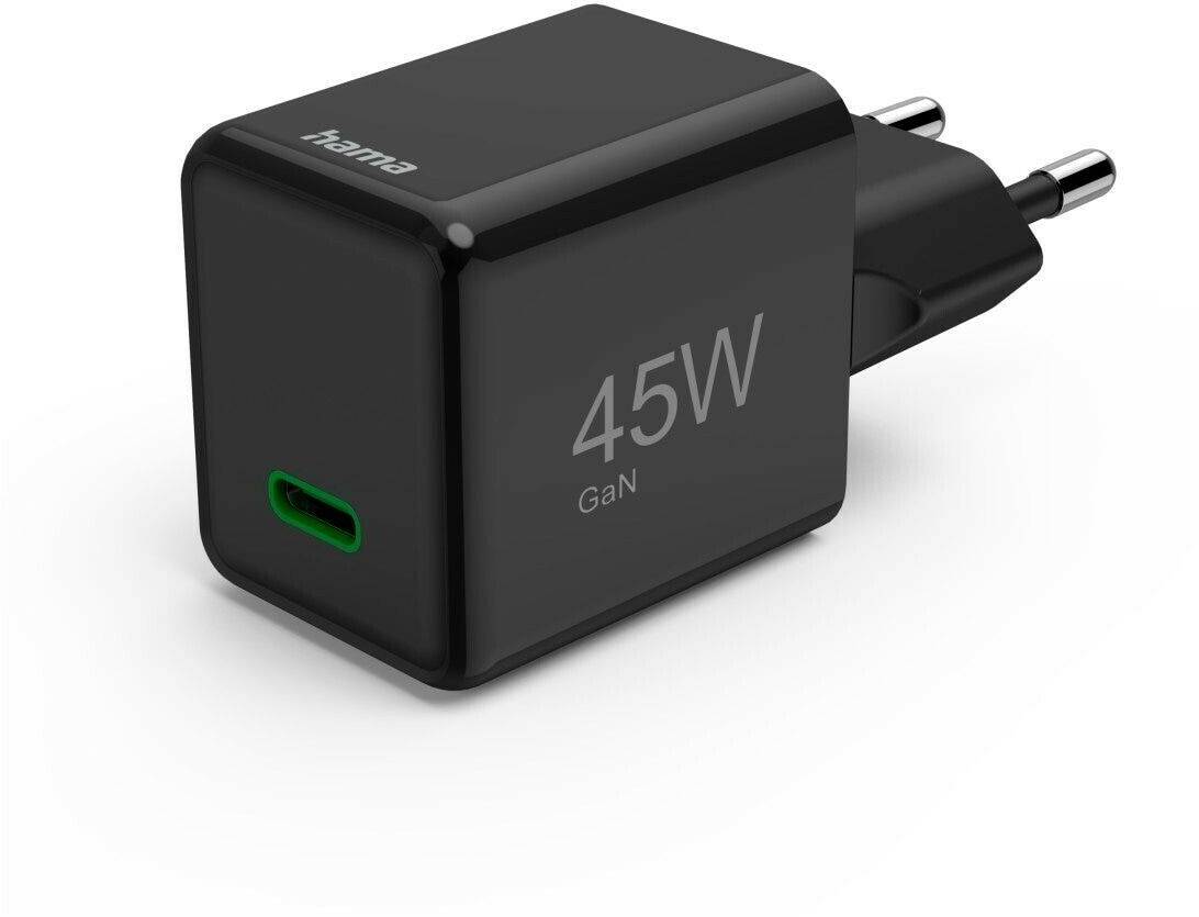 Handy-Zubehör Hama Schnellladegerät, GaN, USB-C, Super-Mini-Charger, PD, 45 W,Schwarz