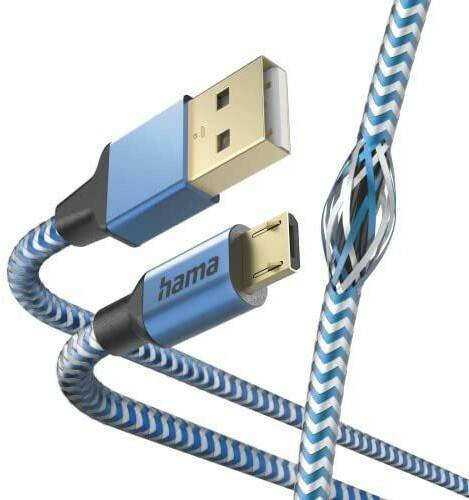 Hama 00201555 Ladekabel "Reflective", USB-A - Micro-USB, 1,5 m, Nylon, Blau Handy-Zubehör