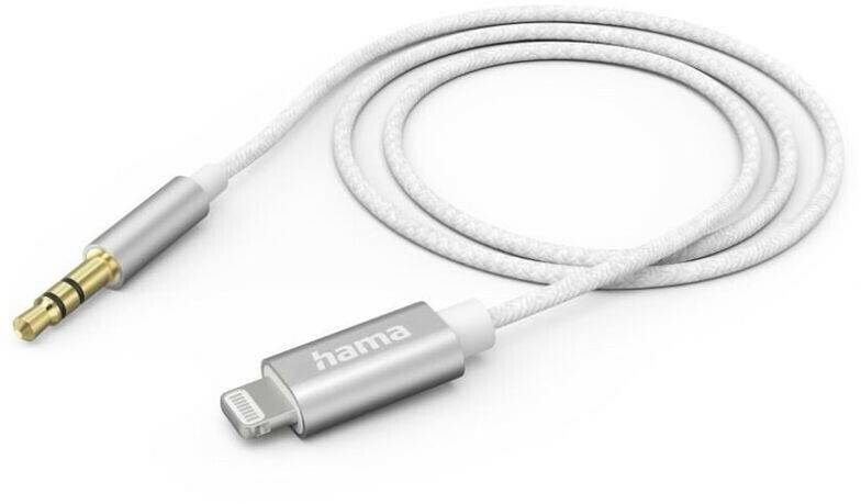 Hama Aux-Kabel Lightning – 3,5-mm-Klinke, Nylon, 1,0 m, Weiß Handy-Zubehör