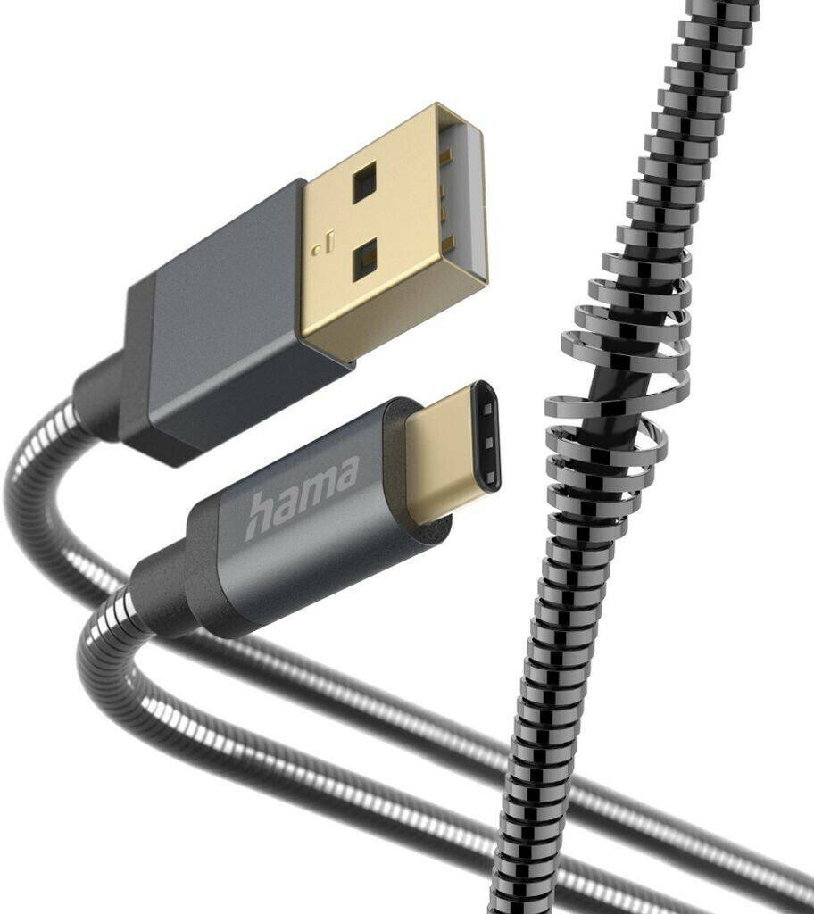 Hama Ladekabel Metall USB-A - USB-C 1,5m Metallmantel Anthrazit (00201551) Handy-Zubehör