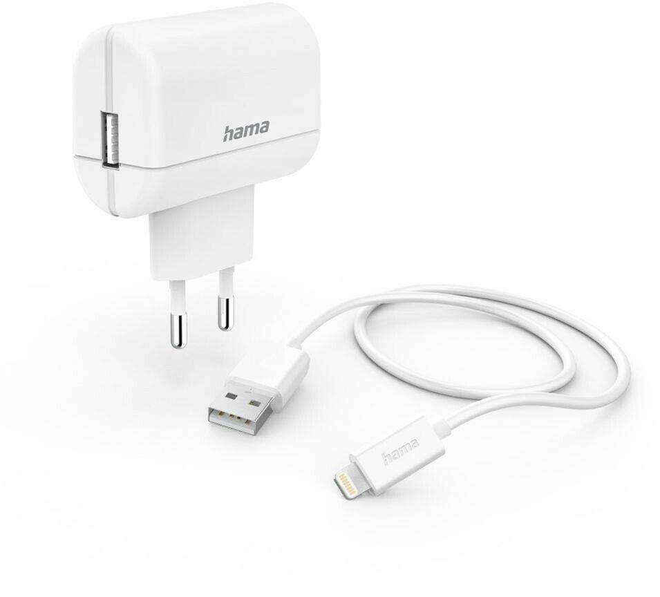 Hama Ladegerät mit Ladekabel Lightning 12 W 1 m Weiß (00201619) Handy-Zubehör