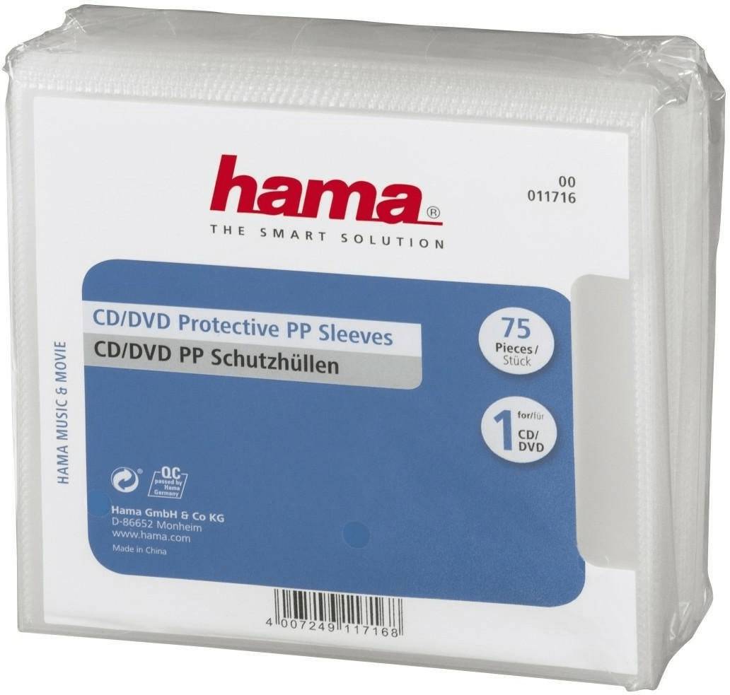 Hama 11716 CD/DVD-Schutzhüllen PP 75er-Pack Transparent mehr Audio & Zubehör