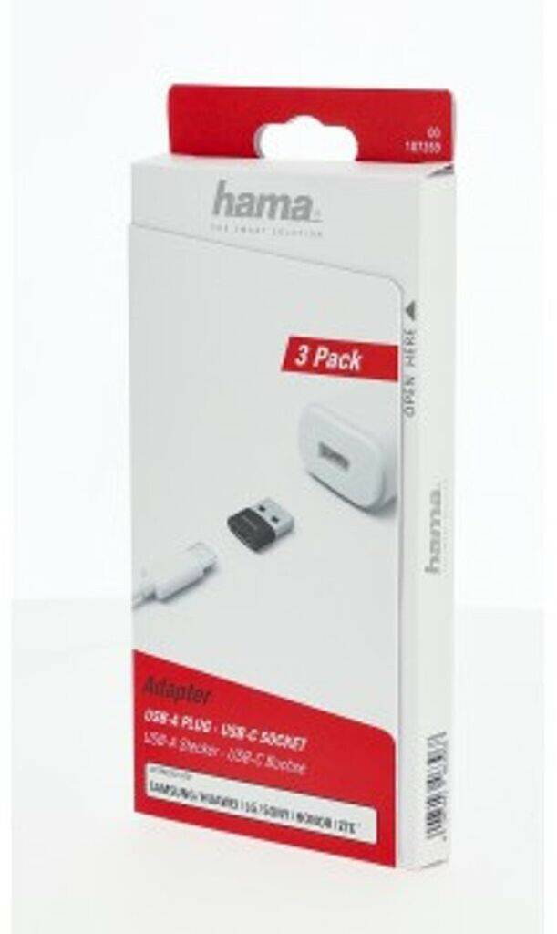 Handy-Zubehör Hama USB-A-Stecker - USB-C-Buchse 3 Stück Schwarz (00187269)