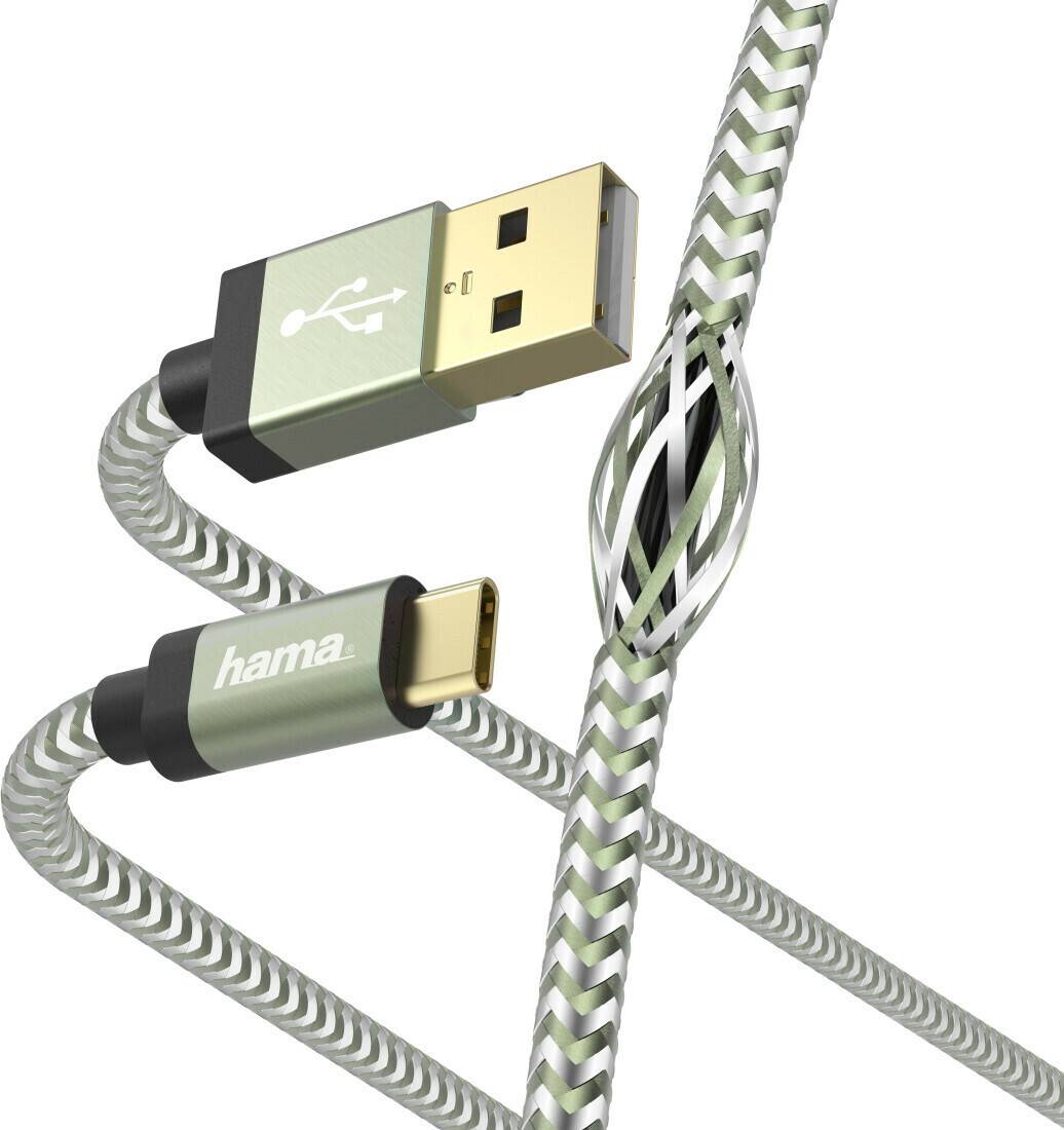 Hama Datenkabel Reflective USB Type-C 1,5mgrün Handy-Zubehör