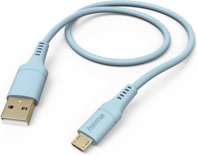 Handy-Zubehör Hama Ladekabel "Flexible", USB-A - Micro-USB, 1,5 m, Silikon,blau