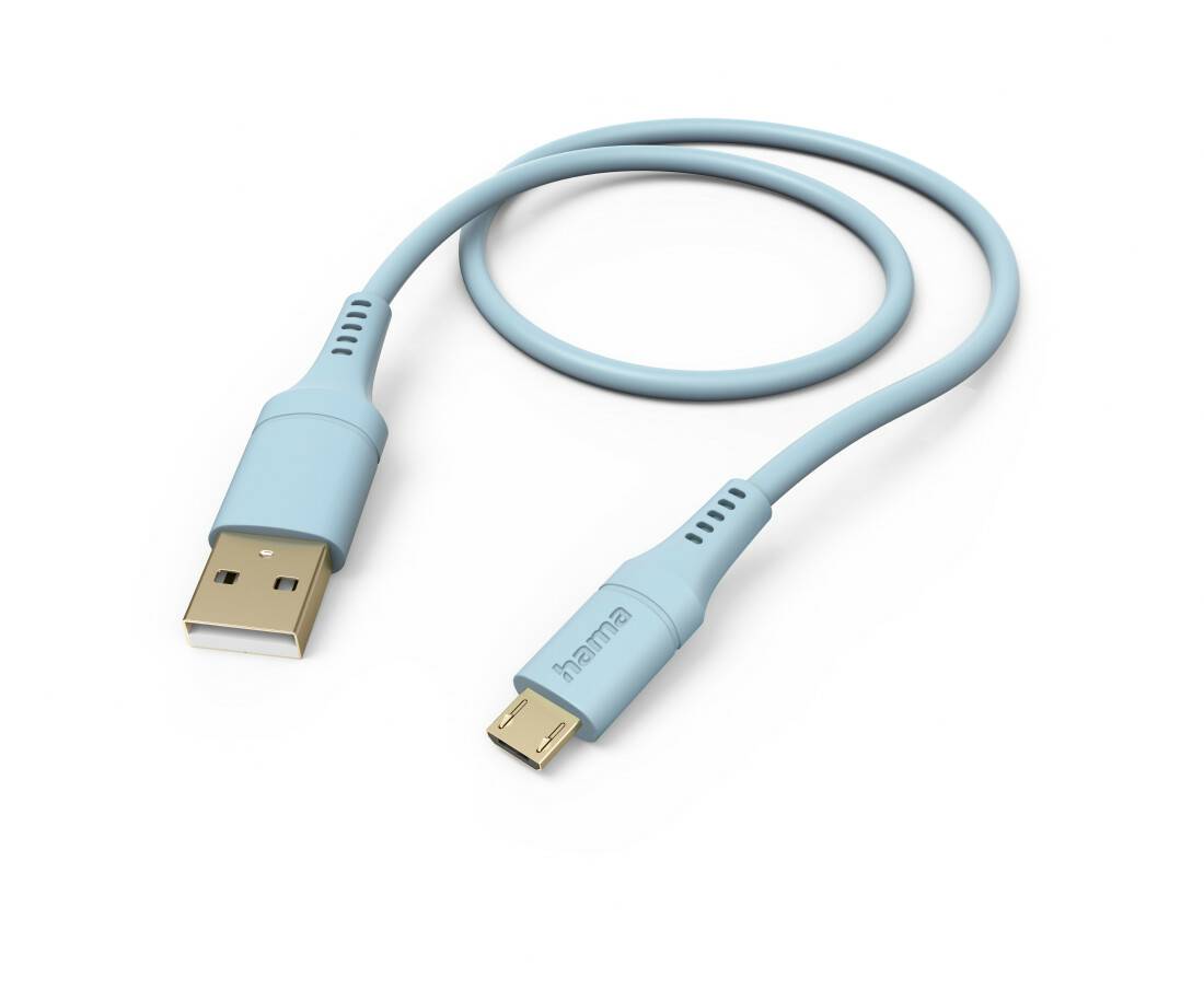 Handy-Zubehör Hama Ladekabel "Flexible", USB-A - Micro-USB, 1,5 m, Silikon,blau