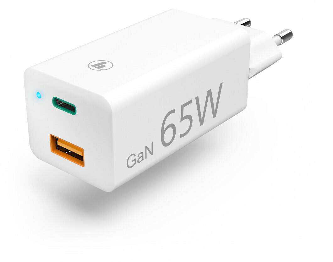 Hama Ladegerät GaN, USB-C Power Delivery (PD) + USB-A QC3.0, 65W, Weiß Handy-Zubehör